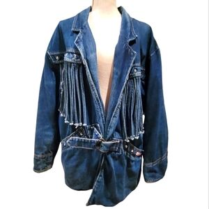 Vintage Norma Brand Heavy Jean Jacket with Frills (Size 11, Euro 42)
